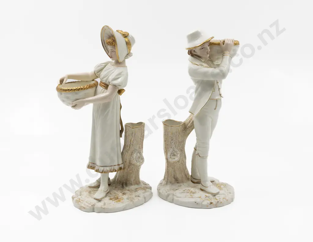 Pair Royal Worcester Ivory Porcelain Figural Salts Image 1++
