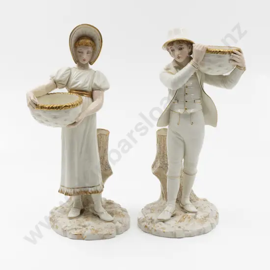 Pair Royal Worcester Ivory Porcelain Figural Salts