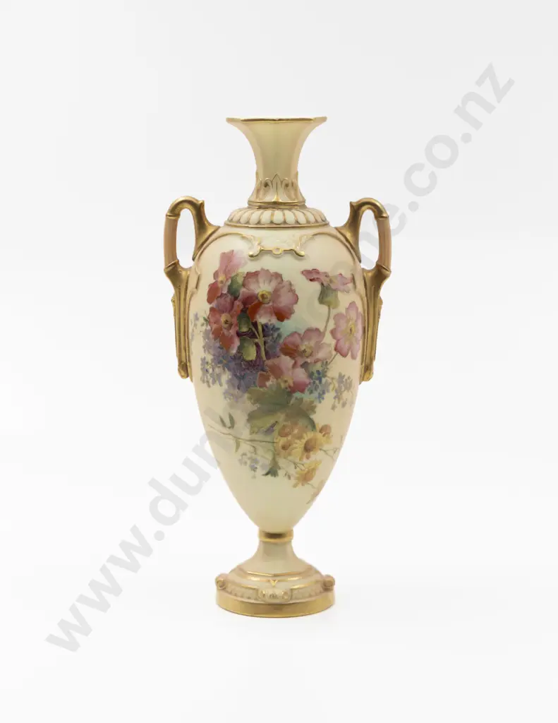 Royal Worcester Ovoid Handled Specimen Vase Image 1++