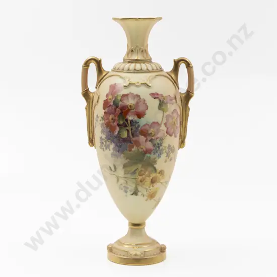 Royal Worcester Ovoid Handled Specimen Vase