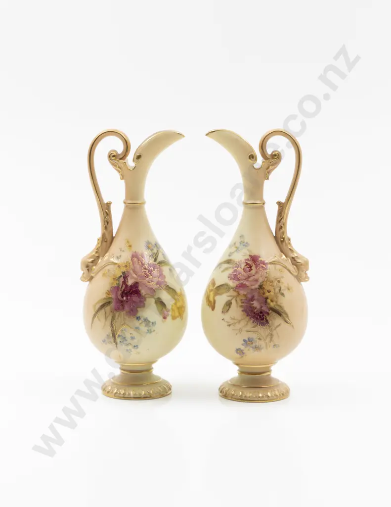 Pair Royal Worcester Ovoid Body Ewers Image 1++