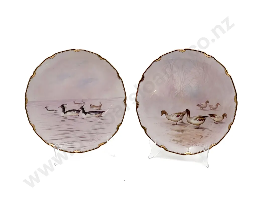Pair Royal Doulton Hand Painted Cabinet Plates and Single Plate Image 1++