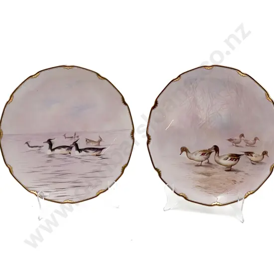 Pair Royal Doulton Hand Painted Cabinet Plates and Single Plate