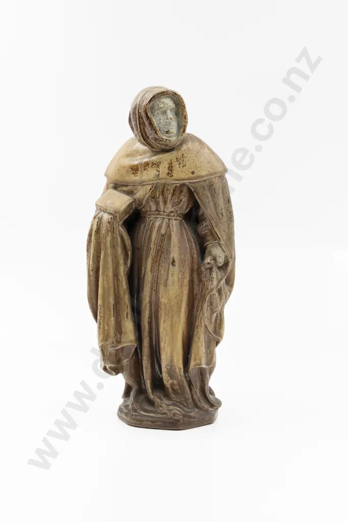 Early C20th Finely Modelled French Salt Glazed Figure of a Monk By Charles Greber Image 1++