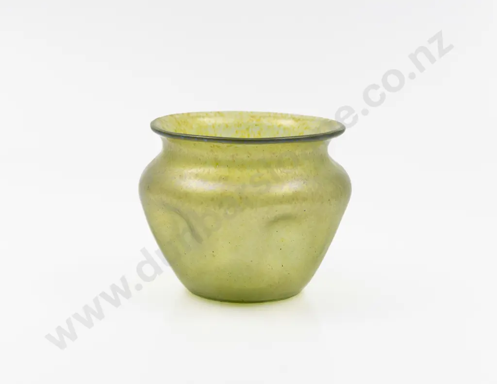 Loetz Green Iridescent Vase Image 1++
