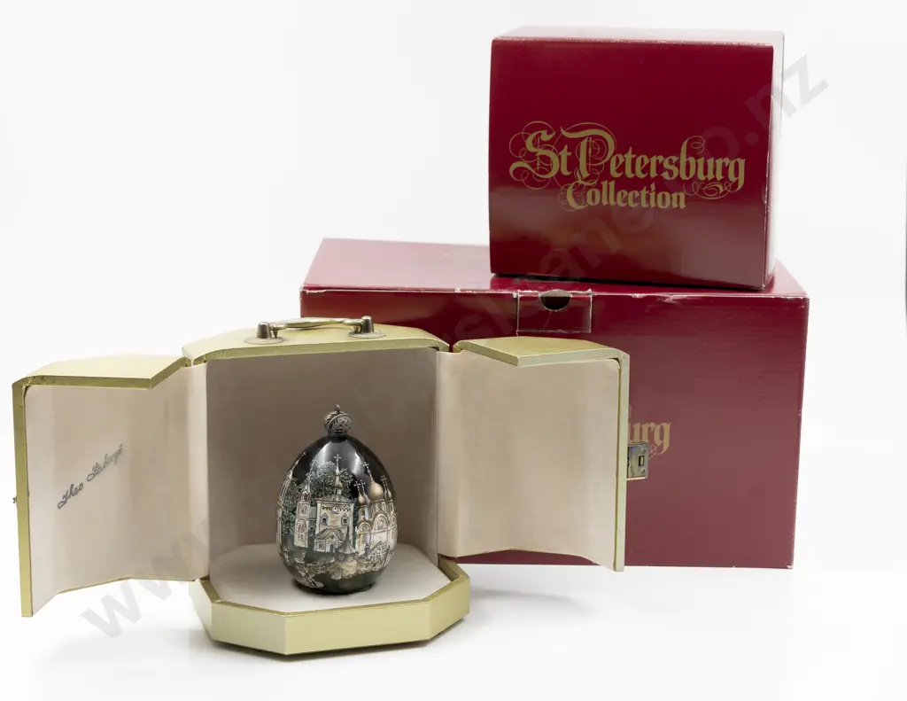 Theo Faberge St Petersburg Collection Limited Edition Painted Glass Egg Ornament Image 1++