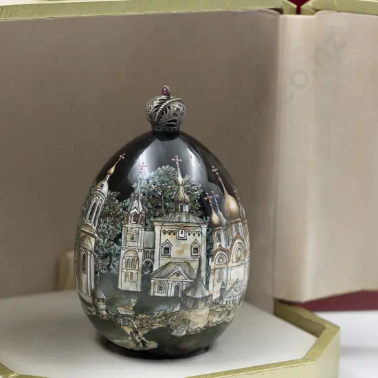 Theo Faberge St Petersburg Collection Limited Edition Painted Glass Egg Ornament