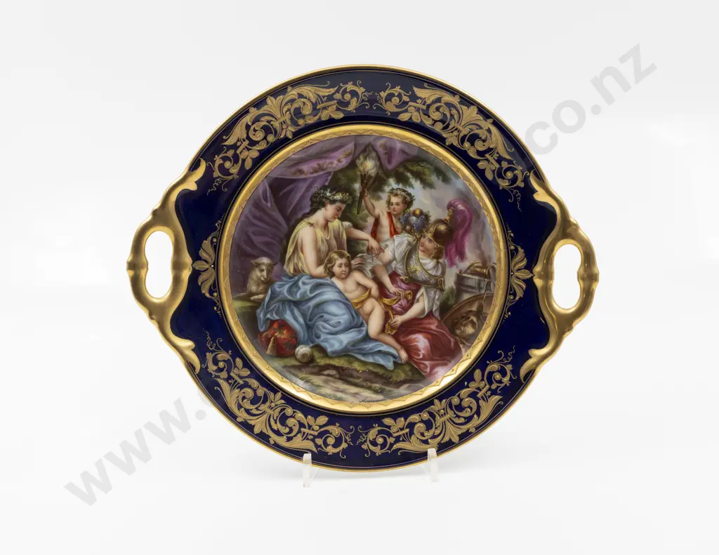 Royal Vienna "Der Gefesselte Amor" (The Tied Cupid) Two Handled Cabinet Plate Image 1++