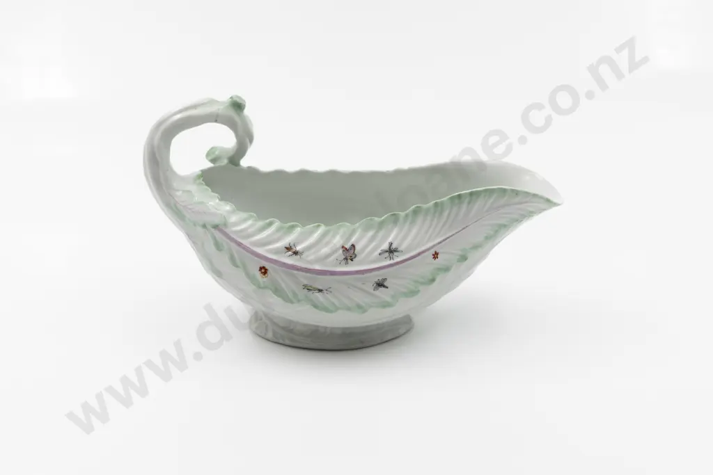 Mid C18th First Period Worcester Cos Lettuce Leaf Gravy Boat Image 1++