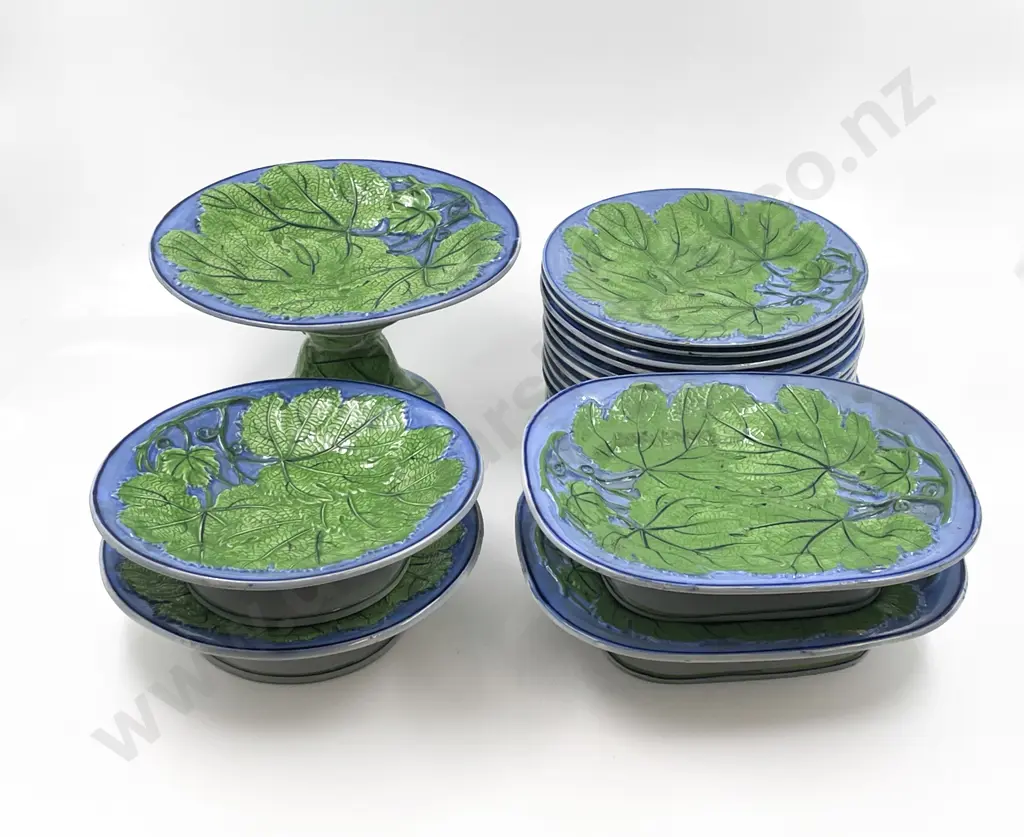 C19th Pearlware Majolica 17pce Dessert Service Image 1++