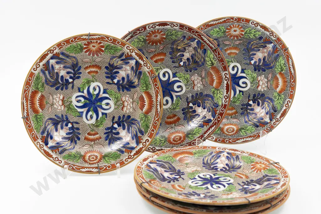 Set Six Early C1800 Wedgwood Pearlware Imari Pattern Dessert Plates Image 1++