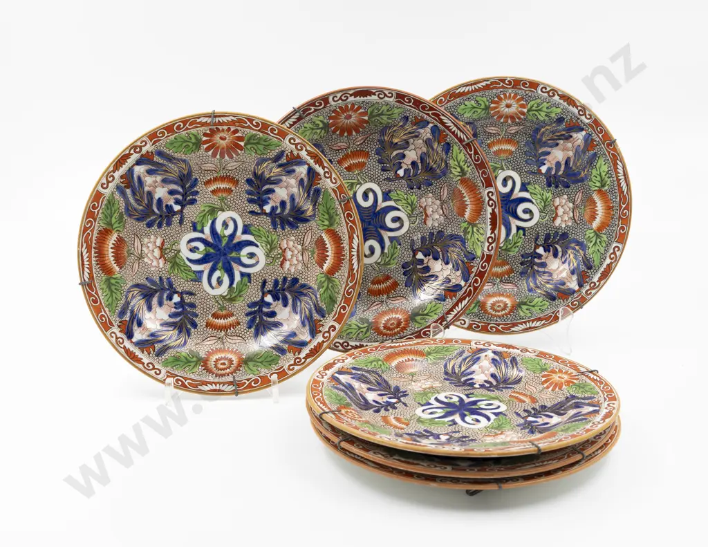 Set Six Early C1800 Wedgwood Pearlware Imari Pattern Dessert Plates Image 1++