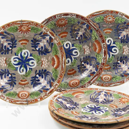 Set Six Early C1800 Wedgwood Pearlware Imari Pattern Dessert Plates