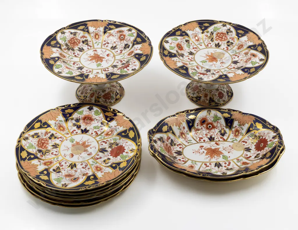 Royal Crown Derby Ten Piece Imari Pattern Dessert Service Image 1++