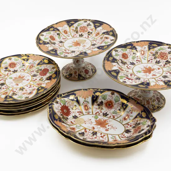 Royal Crown Derby Ten Piece Imari Pattern Dessert Service