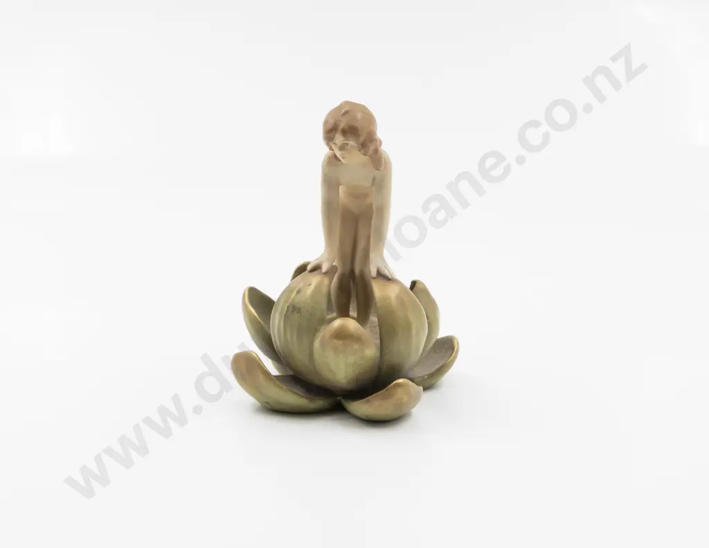 C1910-15 Royal Dux Art Nouveau Nymph on Water Lily Image 1++