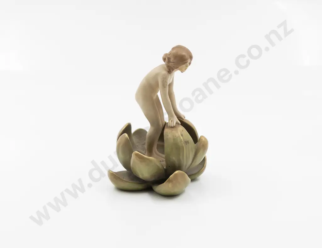 C1910-15 Royal Dux Art Nouveau Nymph on Water Lily Image 1++