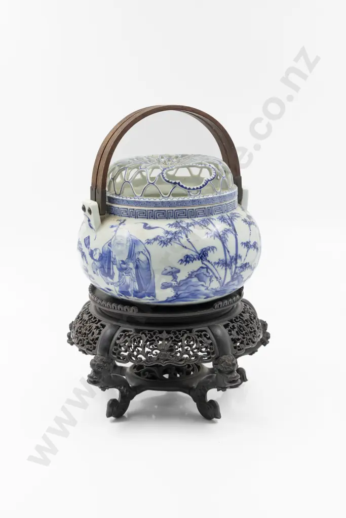 Chinese Blue & White Censer On Stand Image 1++