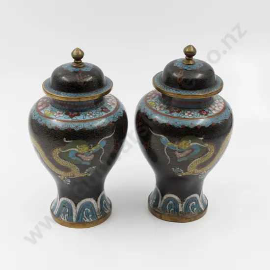 Pair of Chinese Cloisonné Ginger Jars