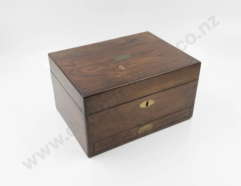C19th Rosewood Gentlemans Travelling Dressing Table Box by Joseph Mechi of London Image 1++