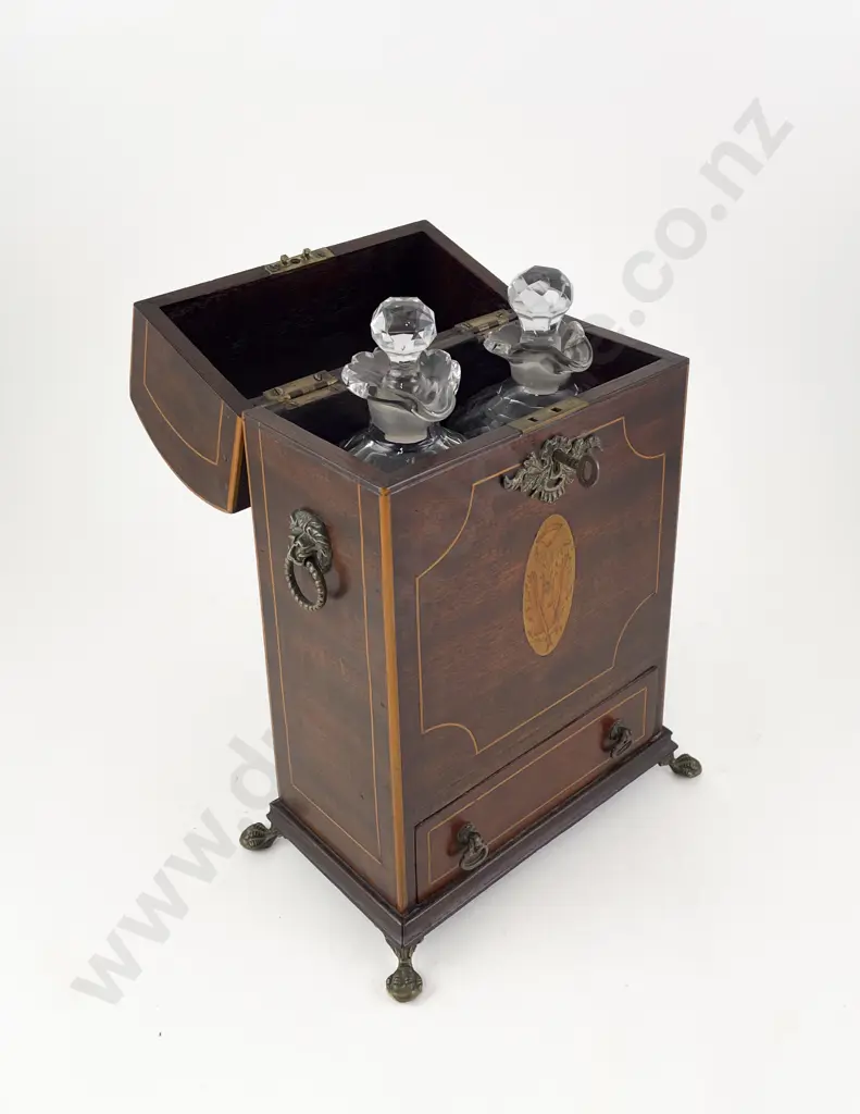 Geo III Mahogany & Inlaid Tantalus Image 1++