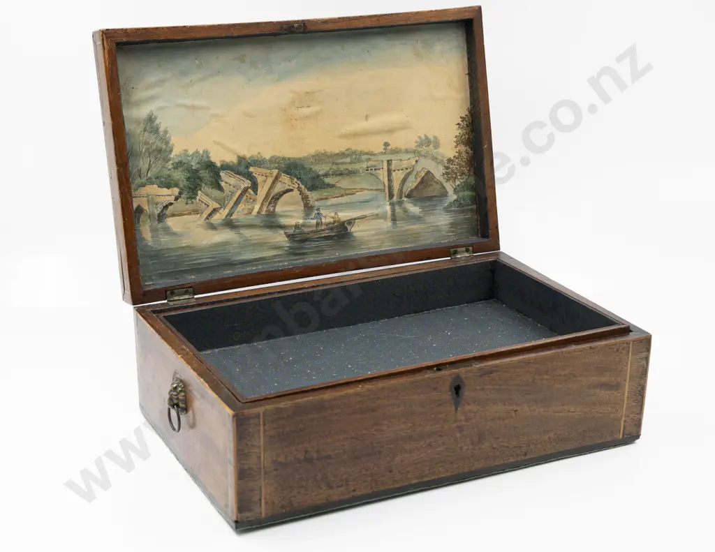 C19th Mahogany & Inlaid Writing Box Image 1++