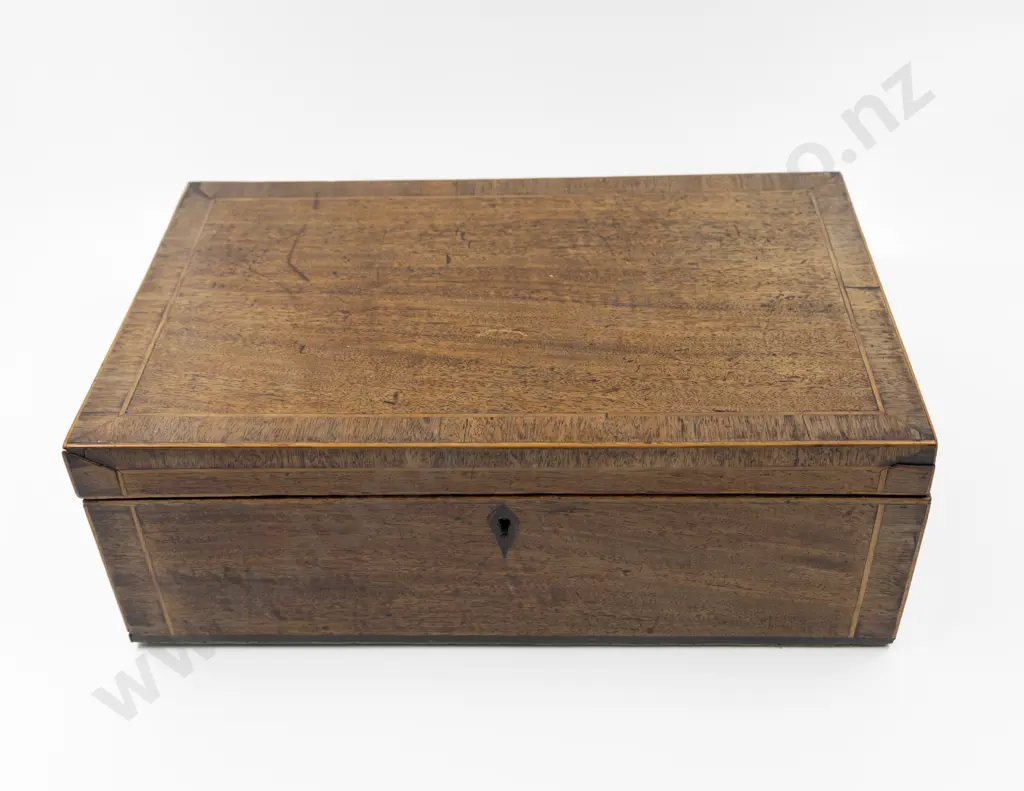 C19th Mahogany & Inlaid Writing Box Image 1++