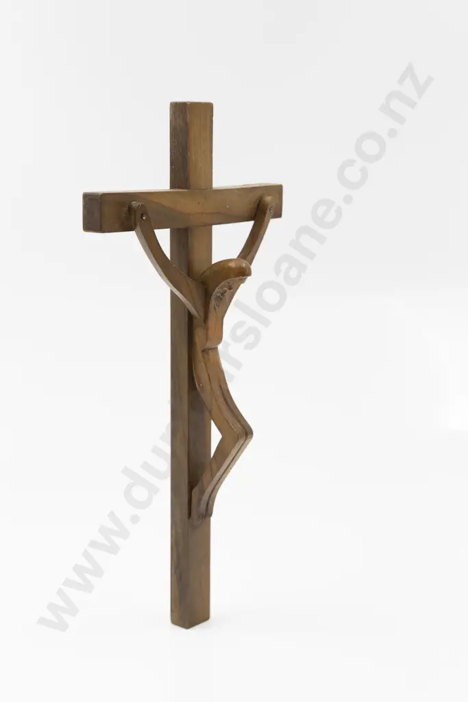 Spanish Art Deco Olivewood Crucifix Image 1++