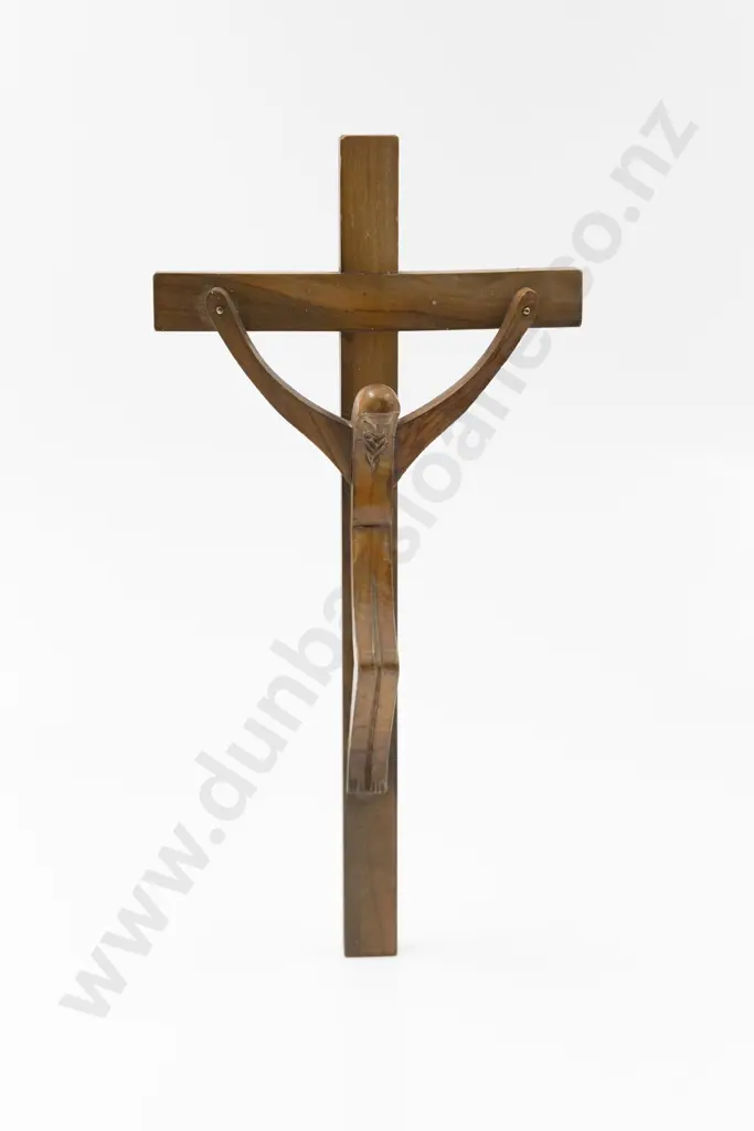 Spanish Art Deco Olivewood Crucifix Image 1++