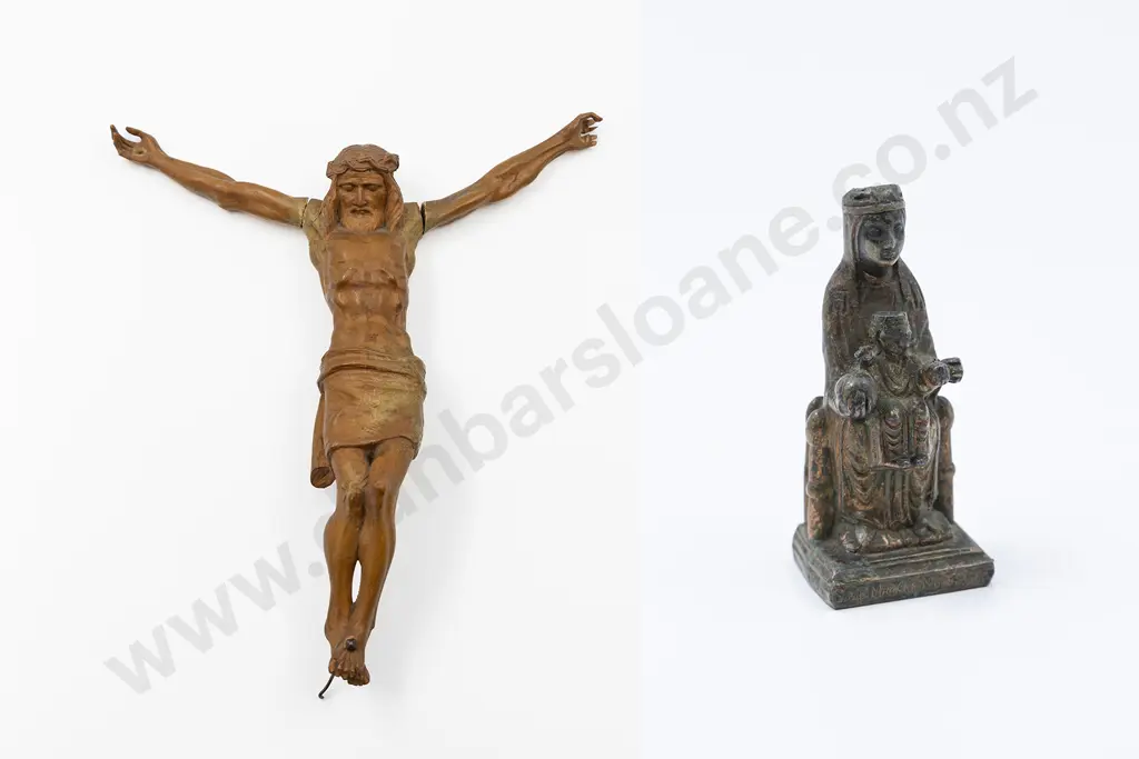 Antique Carved Fruitwood Corpus Christi Image 1++