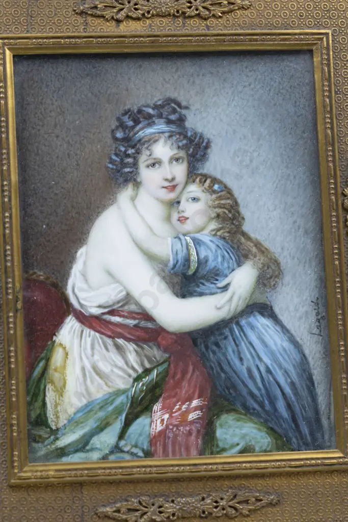 Attractive C19th French Portrait Miniature By Lagarde Image 1++