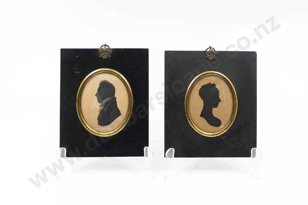 Pair Of Regency Silhouette Portrait Miniatures Image 1++