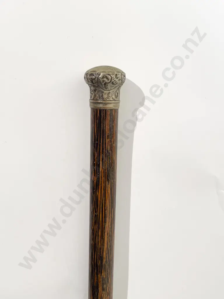 Late Vict Walking Cane With S/Plate Top Image 1++
