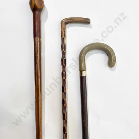 Three Various Vintage Walking Sticks