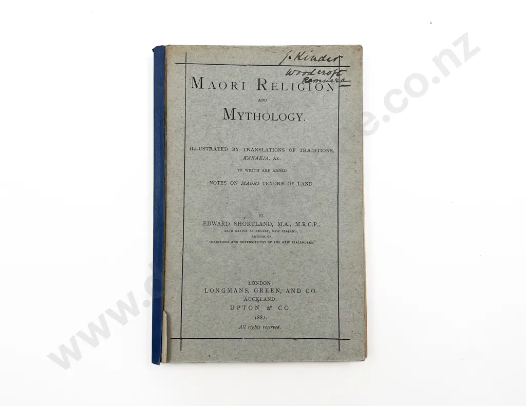 Shortland Edward - Maori Religion and Mythology Image 1++