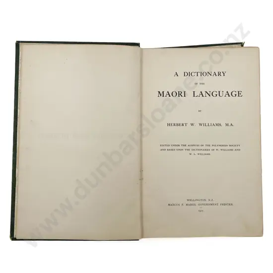Williams Herbert W - A Dictionary of the Maori Language