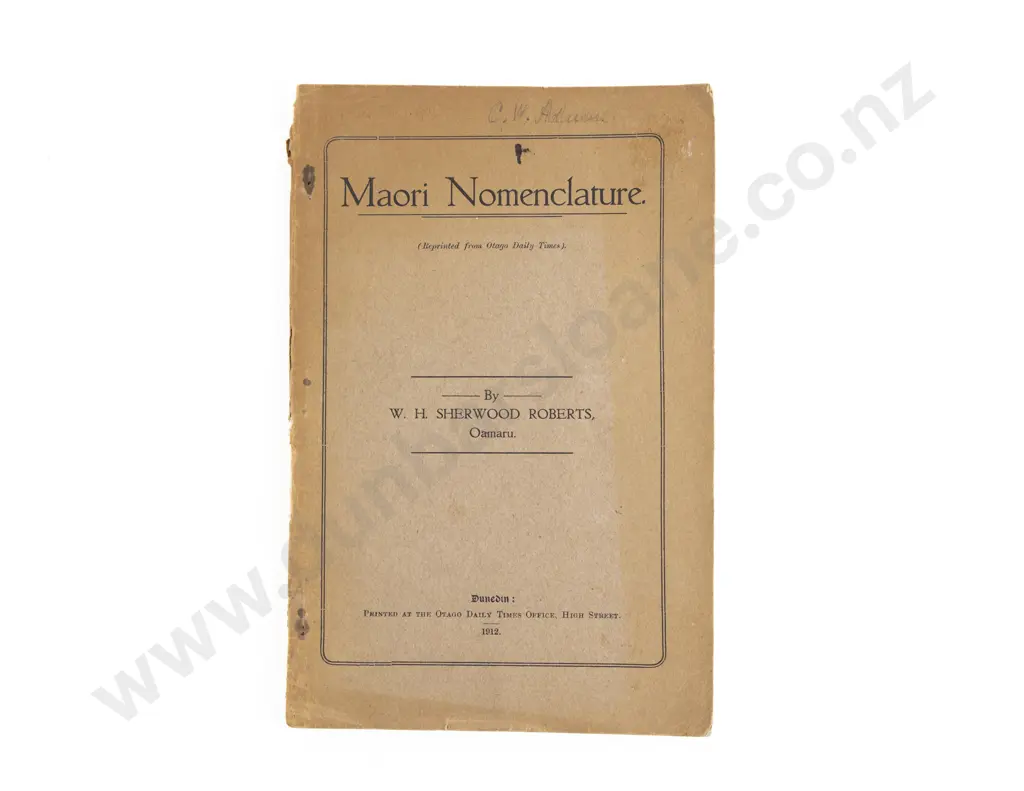 Roberts W H Sherwood - Maori Nomenclature Image 1++
