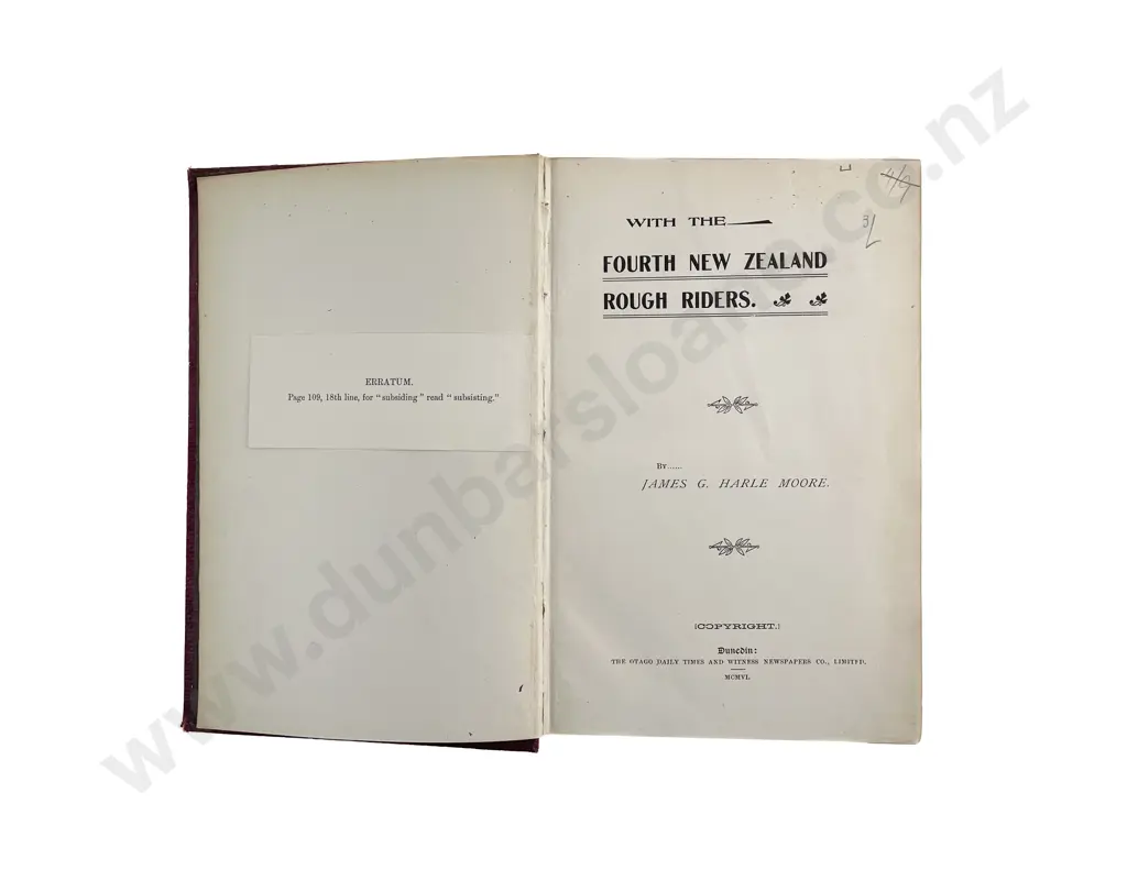 Moore James G Harle - With The Fourth New Zealand Rough Riders Image 1++