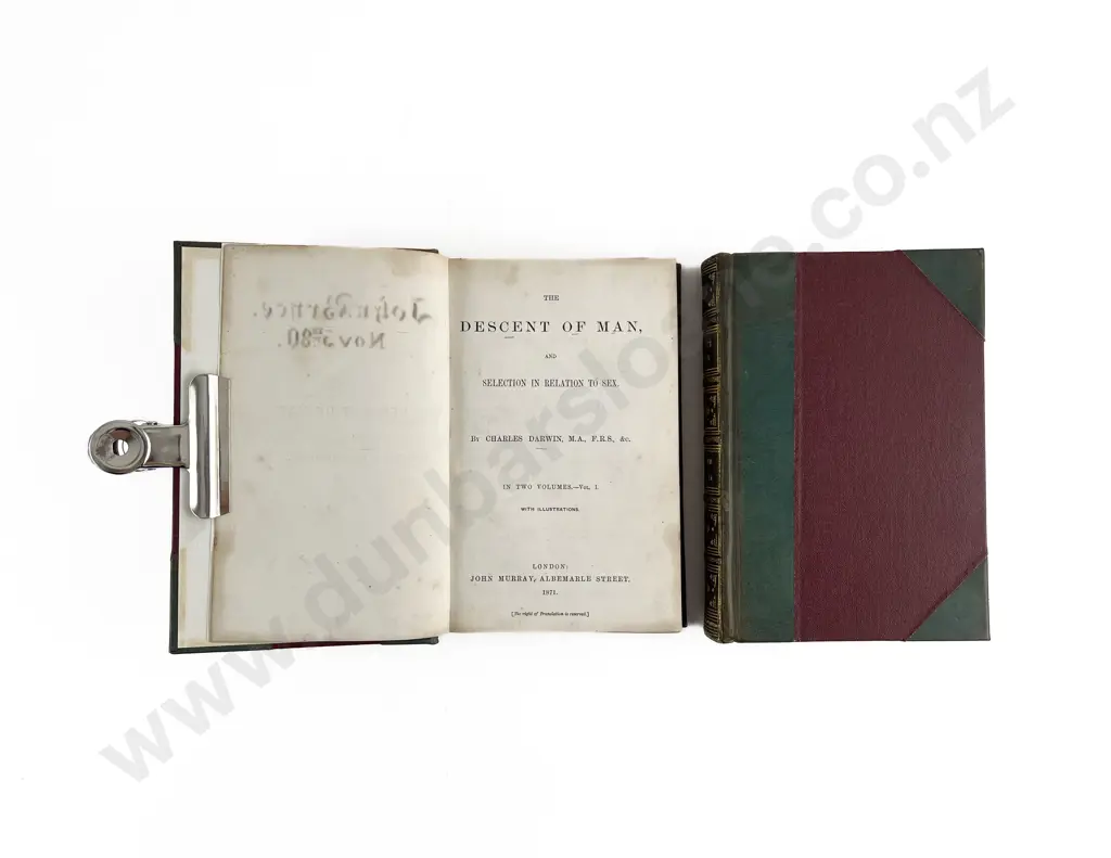 Darwin Charles - The Descent Of Man 2 Volumes (Personal Copy Of John Bryce) Image 1++