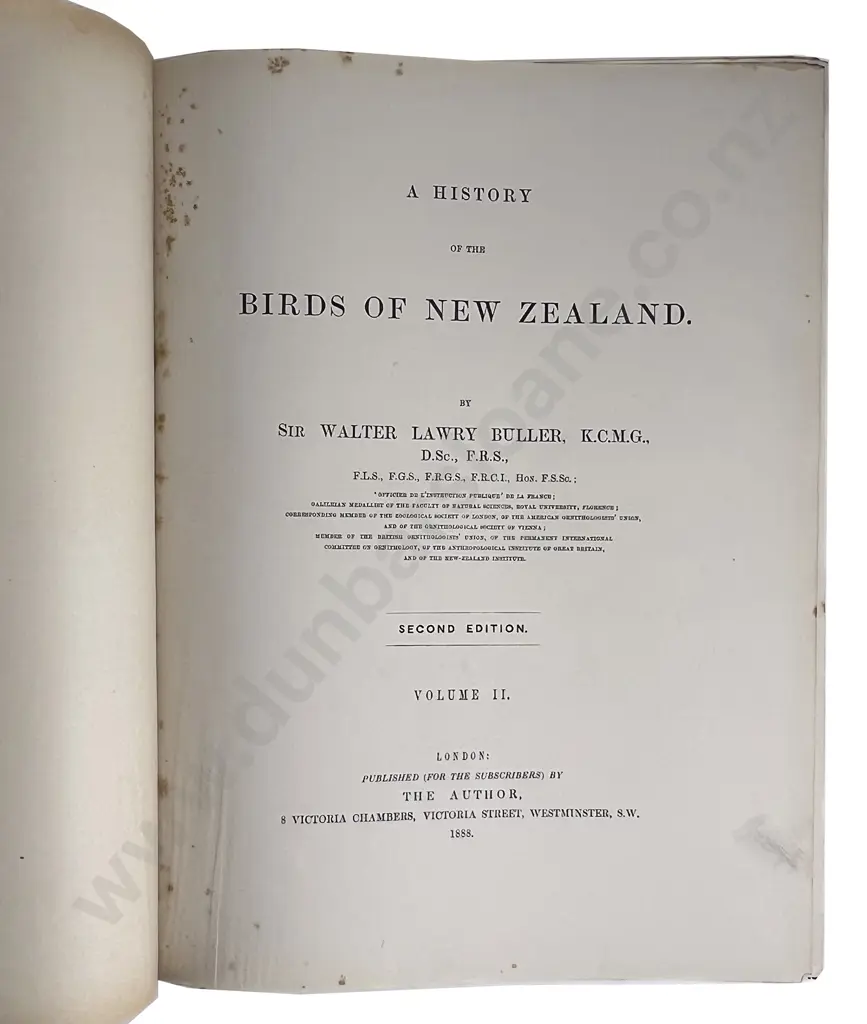 Buller Sir Walter Lawry - A History of the Birds Of New Zealand 2 Volumes Image 1++