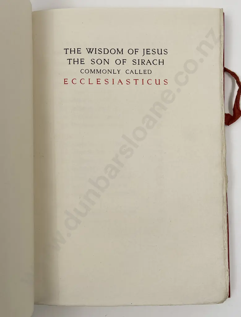 Hornby St John - The Wisdom Of Jesus The Son Of Sirach Commonly Called Ecclesiasticus Image 1++