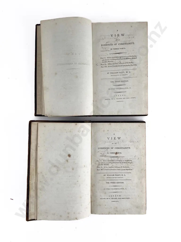 Paley William - A View of the Evidence Of Christianity (2 Volumes) Image 1++
