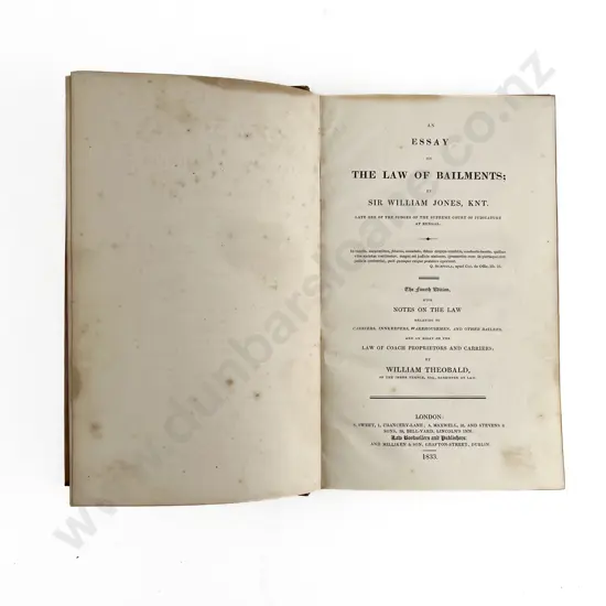 Jones Sir William Knt - An Essay on The Law Of Bailments