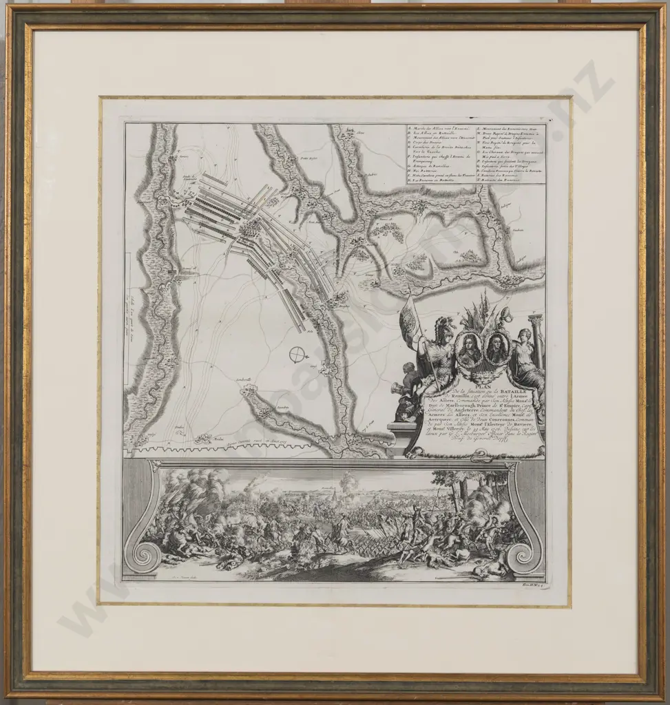18th Century French Engraved Plan De La Sutuation ou la Batallie de Ramillis (after Vianen) Image 1++