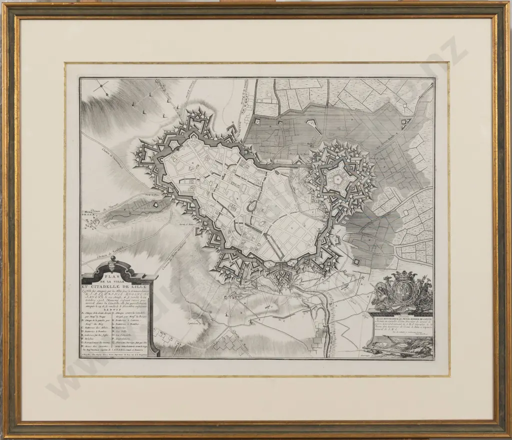 18th Century French Engraved Plan De La Ville Et Citadelle De Lille (after Karrewyn) Image 1++