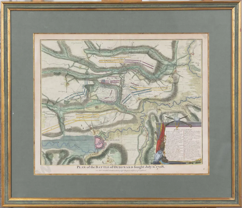 Isaac Basire - 18th Century Copper Engraved Plan of the Battle of Oudenard fought July 11th 1708 Image 1++