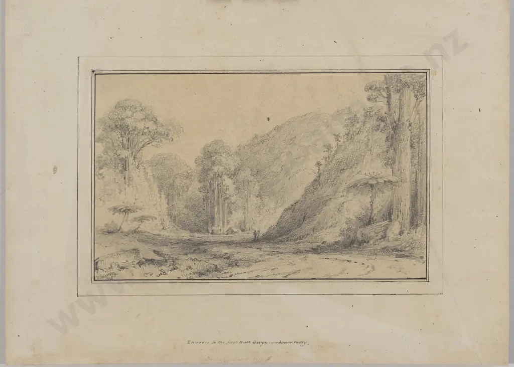 William Swainson - Entrance to the first Hutt Gorge - Lower Valley Image 1++