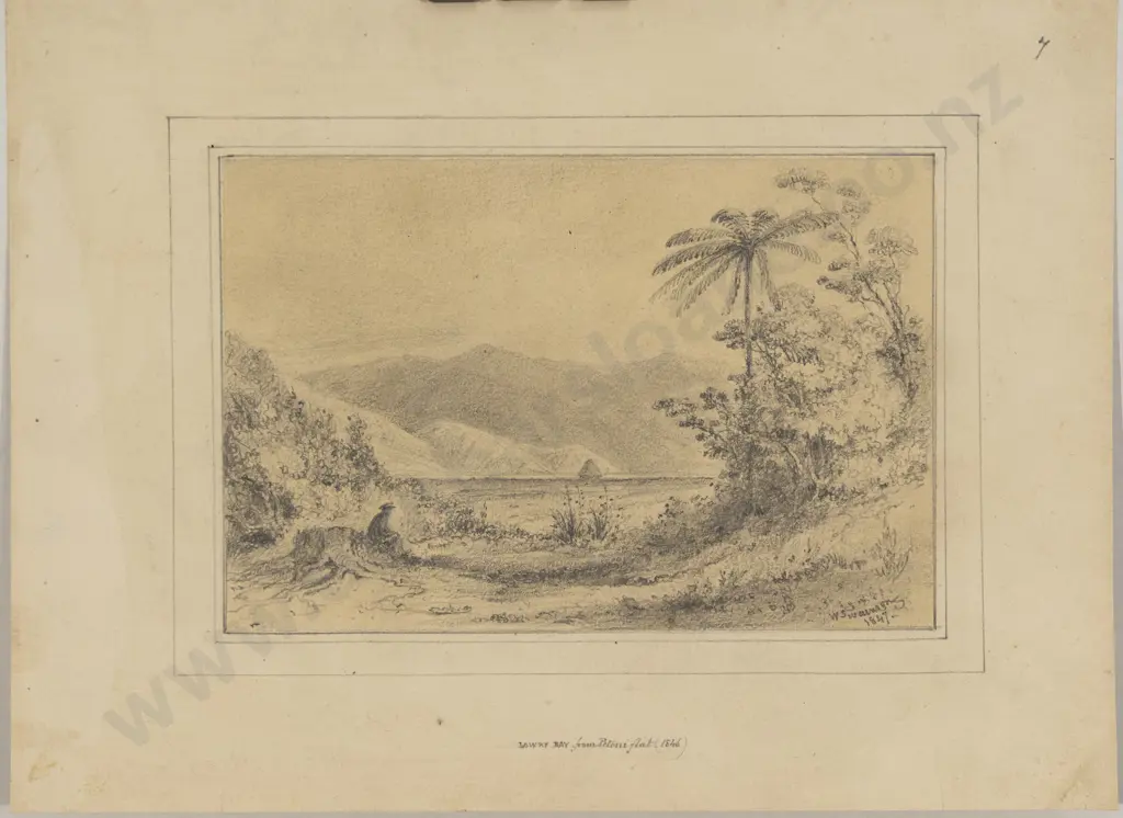 William Swainson - Lowry Bay from Petone flat (1846) Image 1++