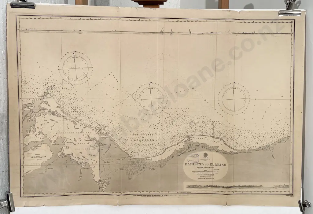 Large Unframed Copper Engraved Maritime Map - Damietta to Elarish (Egyptian Sea) Image 1++