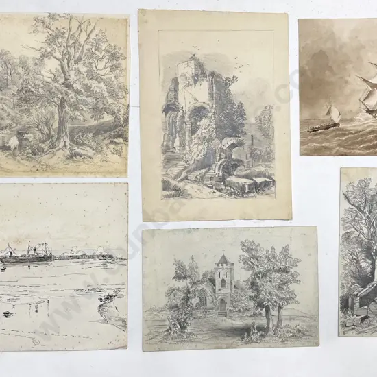 Francis & Hamar Humphrey Arden - 6 Unframed Watercolour & Pencil Sketches